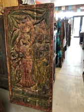 Vintage Spiritual Yoga Barn Door Hand Carved Radha Krishna Door Panel Wall Art72