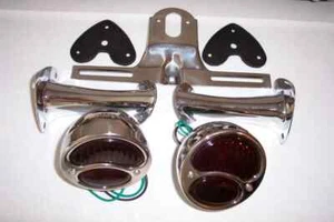1928-31 model A taillights, chrome brackets, SS license bracket & gaskets. - Foto 1 di 1