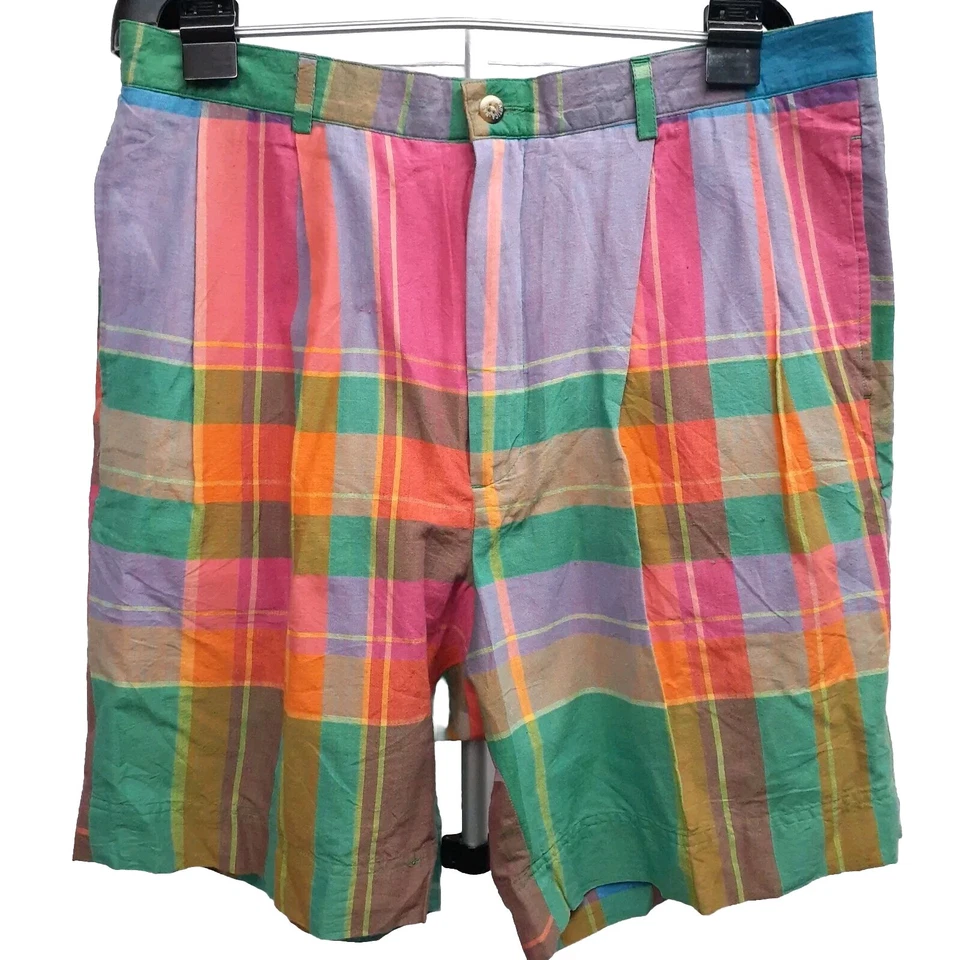 Pantalones Cortos Nautica De Colección Para Hombre 36 38 Pantalones Cortos A Cuadros Madras Pastel Algodón Verde Rosa Foto 1 de 4