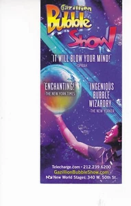 Gazillion Bubble Show handbill promo piece 4" x 6" New York City - Picture 1 of 2