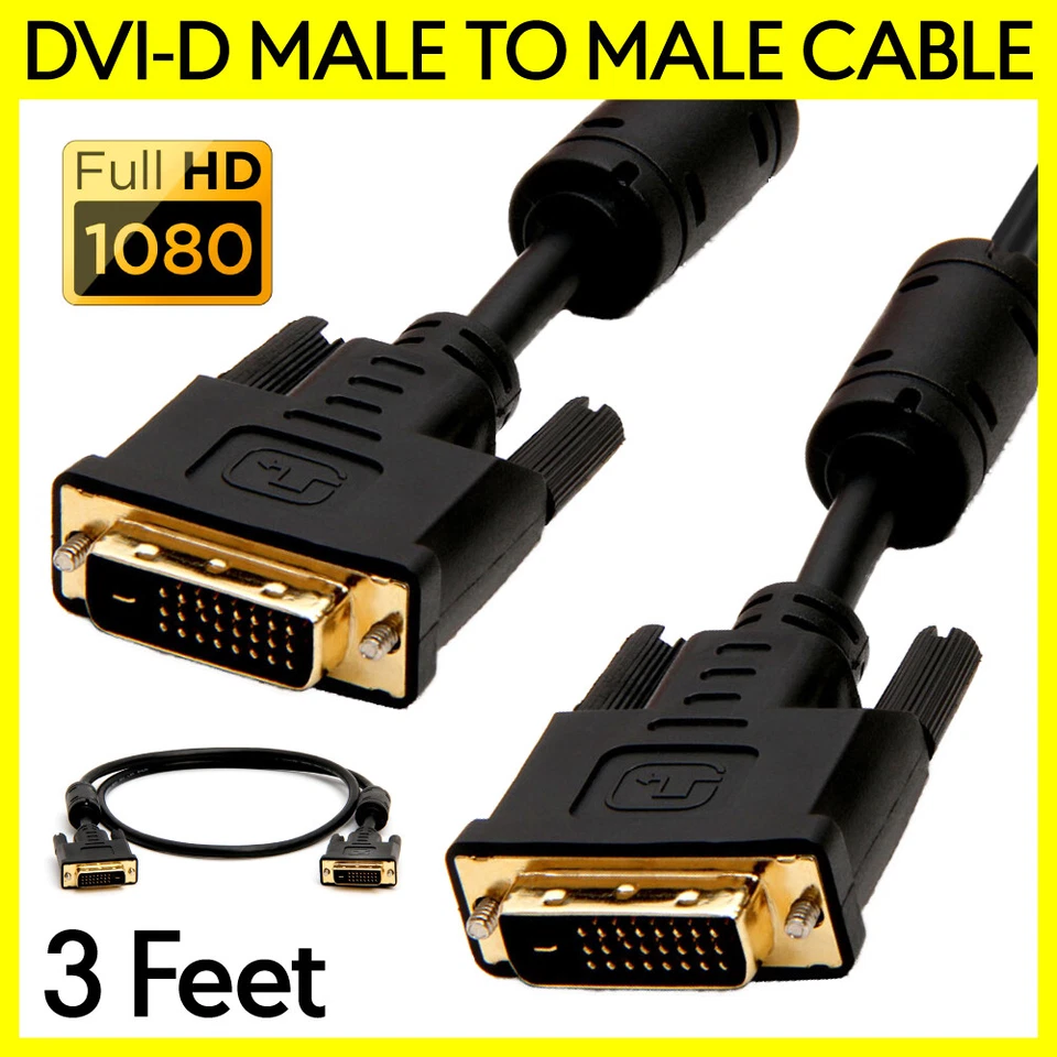DVI Cable 3 Feet DVI-D Male to Male Monitor Cord for PC Projector Display LCD TV - Image 1 of 4
