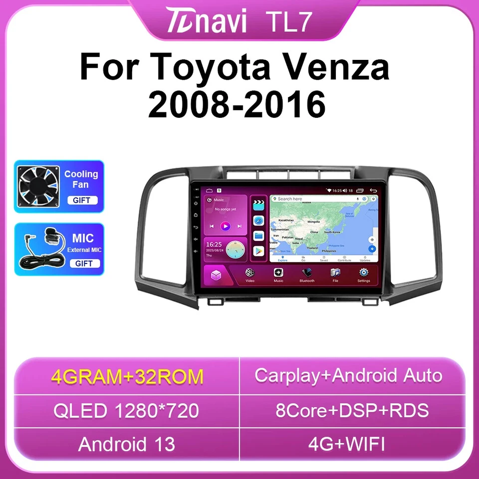 For Toyota Venza 2008-2016 Android Carplay Car Radio Multimedia Video Player GPS - Image 1 of 1
