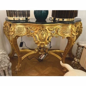 Casa Padrino Barock Konsole mit Marmorplatte Gold / Schwarz 150 cm - 1B Ware - Bild 1 von 4