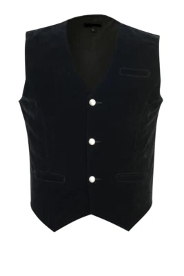 Men's Formal Suit Black Velvet Vest Fit for Business or Casual Dress Vest - Image 1 of 4