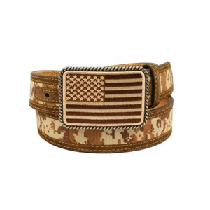 ARIAT Men's Digital Camo Leather Belt with USA Flag Buckle - Picture 1 of 1