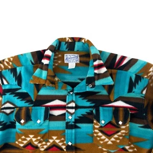 Rockmount Ranch Wear Fleece Shirt Large Aztec Western Snap Jacket Shacket USA - Picture 1 of 9
