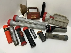 Vintage Flashlights Lot Eveready Radio Shack Big Beam Winchester Military - Picture 1 of 23
