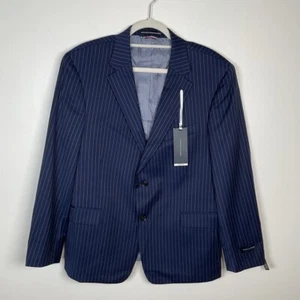 Giacca Tuta Tommy Hilfiger Uomo Modren Fit TH Flex Elasticizzata Navy Pinestrip 44S - Foto 1 di 9