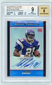 ADRIAN PETERSON 2007 Bowman Chrome Blue Refractor Auto Rc BGS 9 #71/75 Vikings
