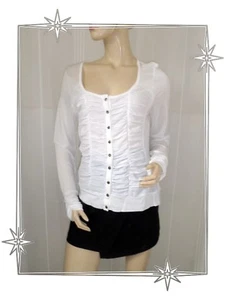 B - Gilet Cardigan Fin Fantaisie Blanc Modèle F2LET9C DDP Taille L Neuf - Picture 1 of 7