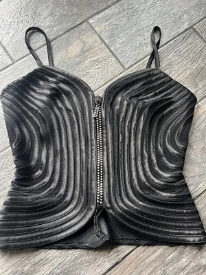 Joseph RIBKOFF Tendencias Negro Tanque Estrás Corsé Cremallera Top Satinado M Fiesta 8 Foto 1 de 4