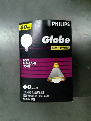 Philips 60G40/4MW 60W G40 5" Globe Bulb **Free Shipping** - Image 1 of 3