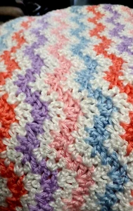 Large NEW Knit Baby Blanket Crochet 45 in x 42 in Baby Shower Gift Wavy Handmade - Picture 1 of 10