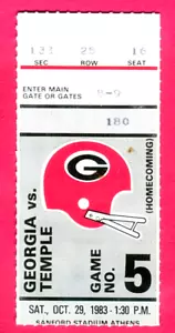 HERSCHEL WALKER! 10/29/83 GEORGIA/TEMPLE FOOTBALL TICKET STUB - Picture 1 of 1