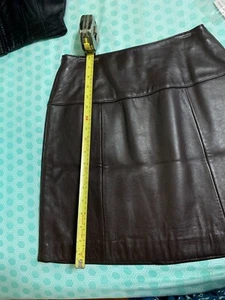 Valerie Stevens Dark Brown lamb skin leather Skirt size 6P - Picture 1 of 4
