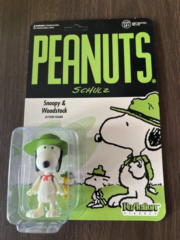 Peanuts Beagle Scout Snoopy & Woodstock Super7 ReAction Figure 3.75’’ Schulz Cover