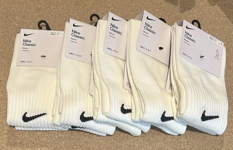Nike Classic Cushioned Knee High White Soccer Socks Sx5728 100 Size Small 4-6