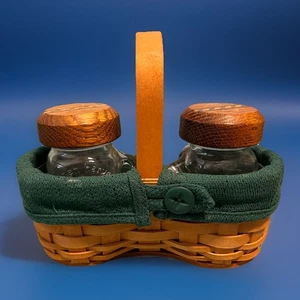 Vintage Longsberger Basket Salt & Pepper Shakers Kitchen Signed “SF 2001” Used - Picture 1 of 9