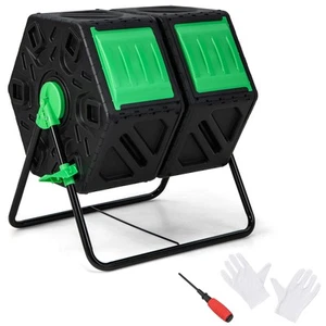 Dual Chamber Compost Tumbler Heavy-Duty Rotating Compost Bin for Garden Yard - Picture 1 of 10