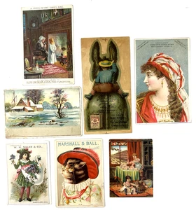 Victorian Trade Card Lot of 7 Various Antique Paper Advertisements - Picture 1 of 2