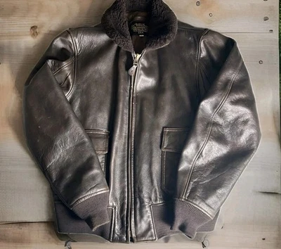 Chaqueta de bombardero de cuero U.S. Wings A2 USN Flight Aviator Top Gun Indiana Jones L Foto 1 de 4