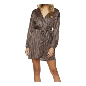 Forever 21 Metallic V Neck Striped Wrap Dress – Size Small - Picture 1 of 11