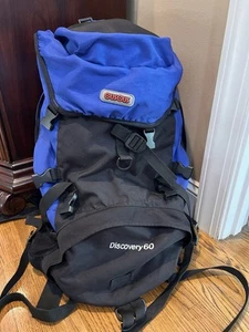 CUSCUS Adjustable Hiking Camping Backpack Internal Frame Blue Black Discovery 60 - Picture 1 of 11