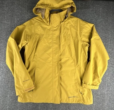 Chaqueta impermeable Eddie Bauer para mujer talla M amarilla WeatherEdge cortavientos con capucha Foto 1 de 4