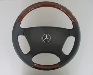 Volante Mercedes W124 E-KL W126 S-KL W201 190er W123 cuero sintético madera de raíz - Imagen 1 de 12