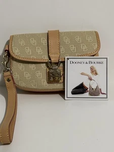 Dooney & Bourke Signature Monogram Wristlet Beige/Gold Wallet 30th Anniversary - Picture 1 of 18