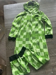 Youth Minecraft One-Piece Hooded Pajamas Size 8 - Picture 1 of 6