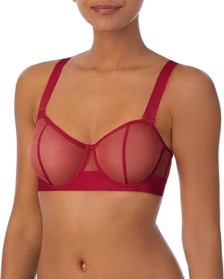 Sujetador de malla transparente sin tirantes 34D DKNY para mujer, rojo persa nuevo con etiquetas Foto 1 de 4