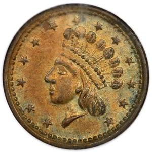 1864 F-51/342A b NGC MS 65 Indian Princess / UNION FOR EVER Civil War Token - Picture 1 of 3