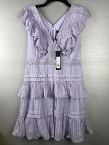 Mini Vestido BCBGMaxAzria Para Mujer con Volantes - Orquídea - 10 - Nuevo con etiquetas - Imagen 1 de 16