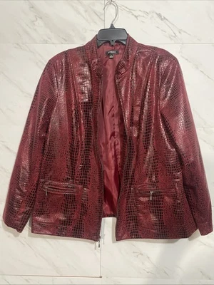 Elementz Women's Full Zip Jacket Red And Black Pattern Lightweight, Size 2x - Image 1 of 4