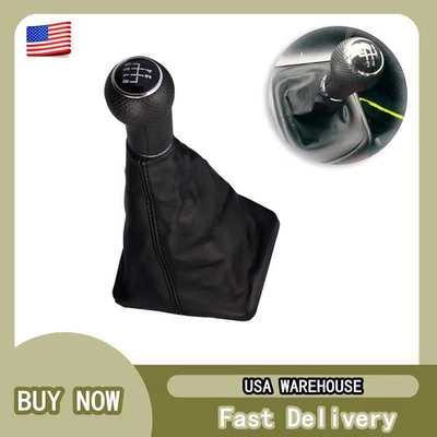 Manual 5 Speed Gear Shift Knob Black With Boot For 2002-2012 VW Volkswagen Jetta - Image 1 of 4