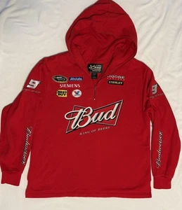 Chase Authentics Hoodie Kasey Kahne NASCAR Budweiser Bud Red Large #9 Sweatshirt - Picture 1 of 15