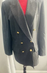 Blazer donna Liz Claiborne Classics 100% lana/taglia 14/grigio con bottoni oro - Foto 1 di 3
