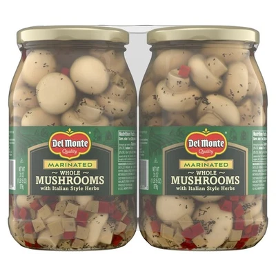 2-pack Del Monte Marinated Mushrooms 31 oz each total 3.9 lbs EXP 9/2026 - Image 1 of 2
