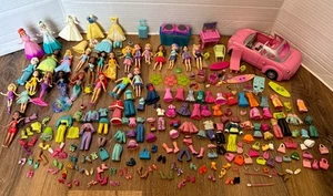 Polly Pocket Lot 26 Dolls Clothes Shoes Bags Stretch Limo Disney - Picture 1 of 24