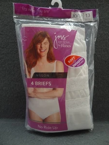 NEW Hanes JMS 13 30/32 (4) 100% Nylon Briefs No Ride Up Panty 2011 Just My Size - Picture 1 of 11