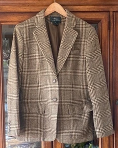 Ralph Lauren 4 Petite Glen Plaid Brown Blazer Jacket X-Small RRL Tweed Coat Polo - Picture 1 of 9