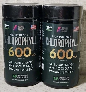 Lot Of 2 Alpha Flow High Potency Chlorophyll 600 Mg Antioxidant Immune Support - Picture 1 of 2