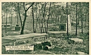Picnic Grounds with Stone Fireplace Arranged for Cooking, 1926 --POSTCARD - Imagen 1 de 2