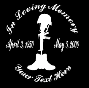 In Loving Memory Fallen Soldier Memorial Vinyl Decals - Picture 1 of 3