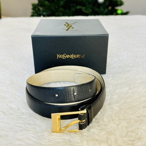 SAINT LAURENT (YSL) Guanto Yves Saint Laurent pelle bovina conciata pelle nera 1244014 cintura unisex 34 35