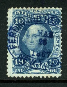 #R36c Revenue 1862-71 Issue Ferdinand Hertz SON Cancel 2D16 15 - Picture 1 of 2