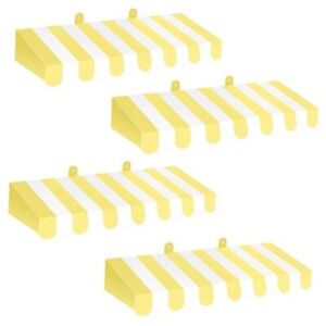 4 Pack Circus Awning Decoration 3D Awning Wall Decorations Yellow and White
