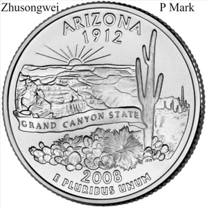 2008 US Arizona State Quarter (P Mark) Coin - Free shipping - Picture 1 of 2