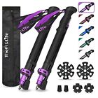 Thefitlife Collapsible Trekking Poles 115-135cm For 5'10''-6'2'' Height Purple